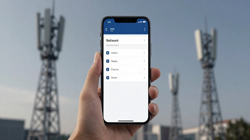 Smartphone mostrando ajustes de red difuminada