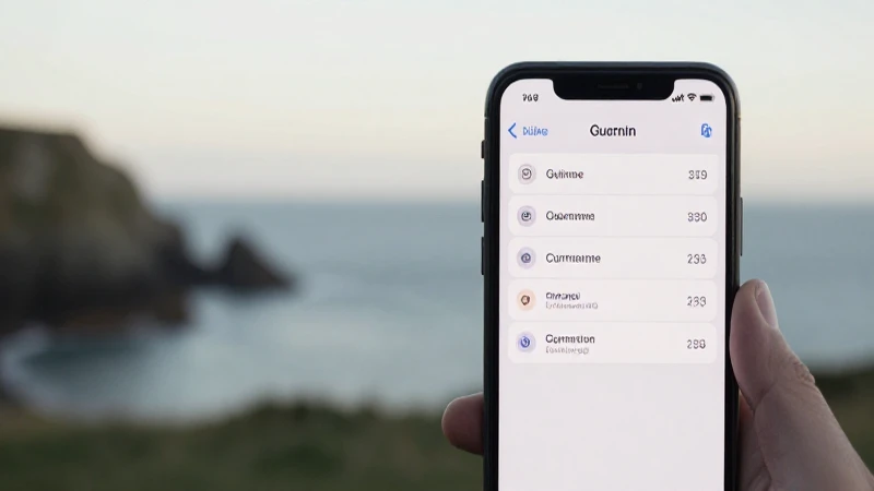 Smartphone mostrando menú con costa borrosa