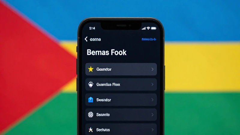 Smartphone con menú ajustes, bandera de Guinea Bissau