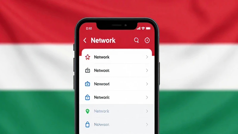 Smartphone, ajustes de red, fondo húngaro
