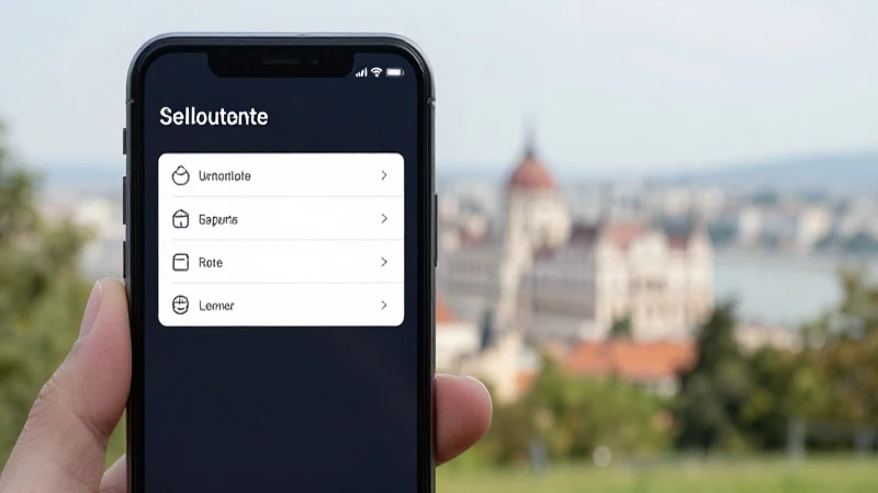 Smartphone mostrando ajustes, paisaje húngaro suave