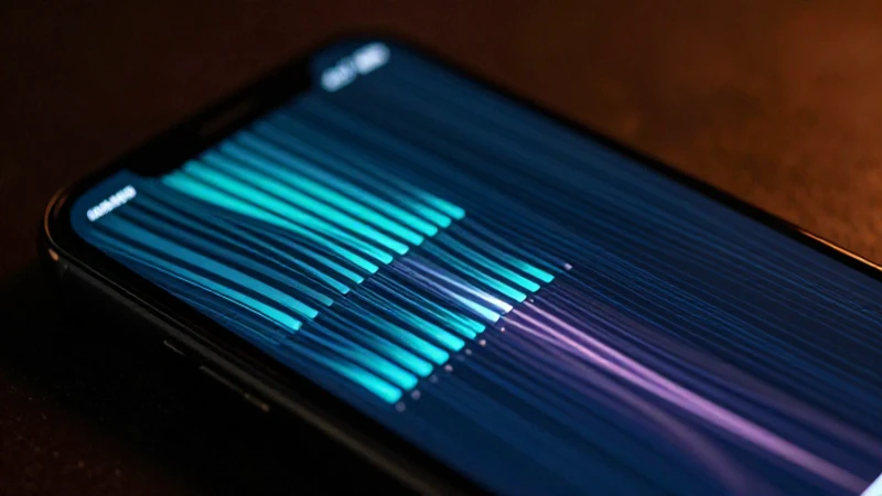 Cercano móvil muestra datos con iluminación cinematográfica