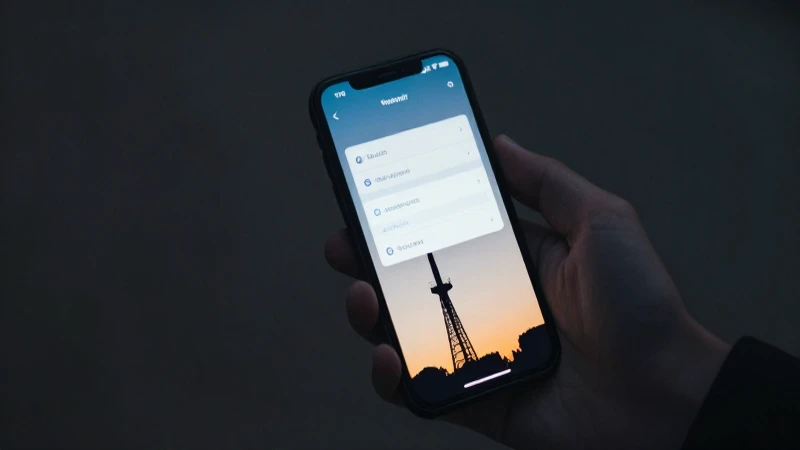 Teléfono muestra ajustes de red al atardecer