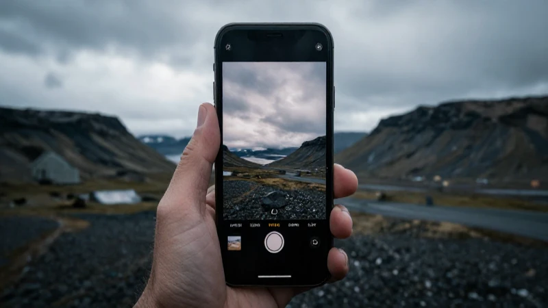 Complete Guide to APN Iceland Vodafone 4G Settings for iPhone 3 Un iPhone bajo luz cinematográfica islandesa