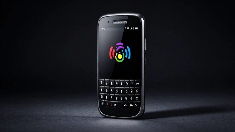 Teléfono Blackberry, iconos vibrantes e iluminación dramática