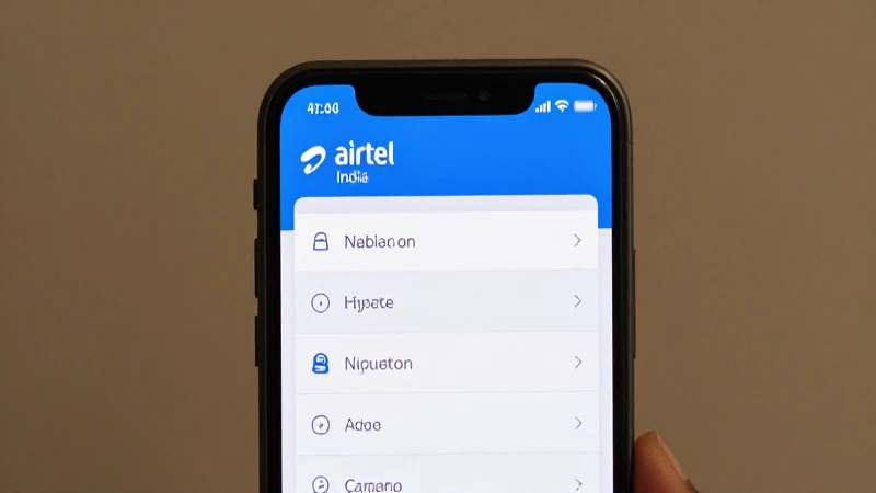 Teléfono Android muestra ajustes con señal Airtel