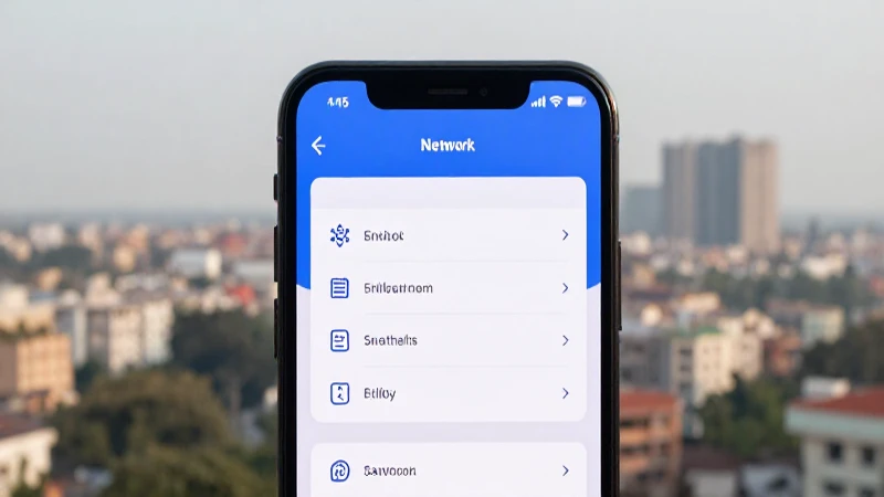 Pantalla de teléfono muestra ajustes de red