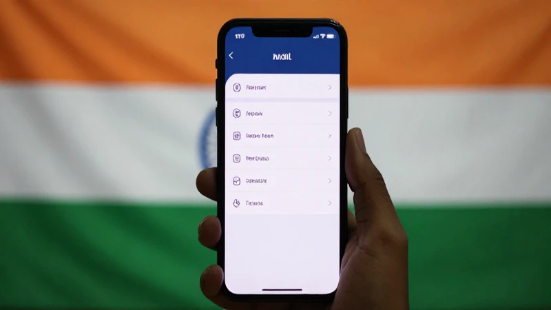 Teléfono muestra ajustes, fondo borroso con bandera india