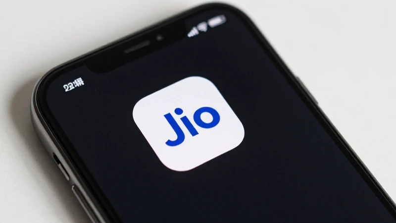 Pantalla de móvil con ícono Jio detallado