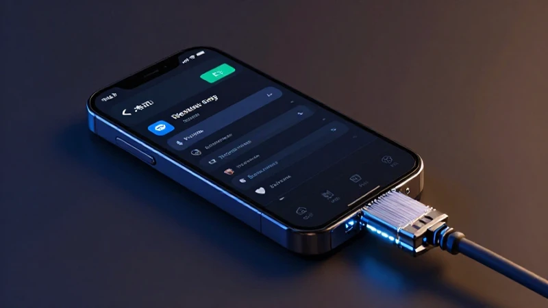 Pantalla muestra ajustes, fibra óptica brilla suavemente