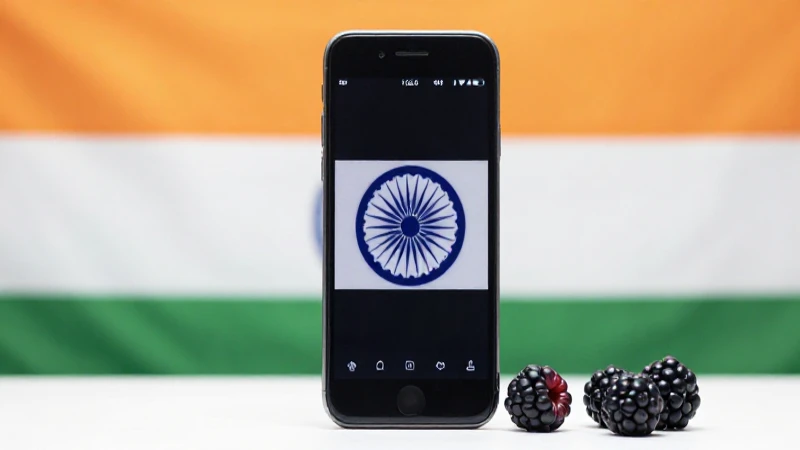 Teléfono Blackberry con sutil bandera india