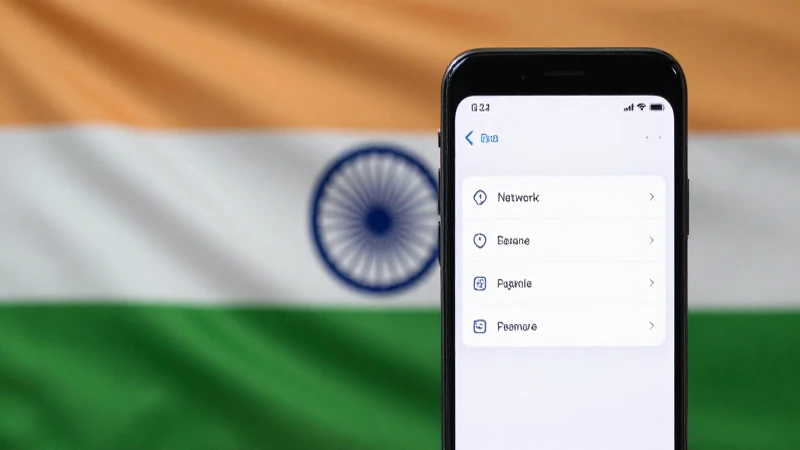 Teléfono muestra configuración con bandera india