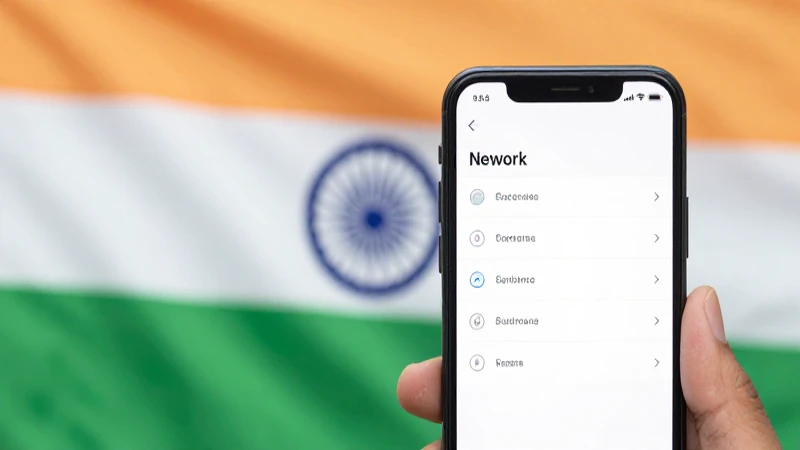 Teléfono muestra ajustes con bandera india