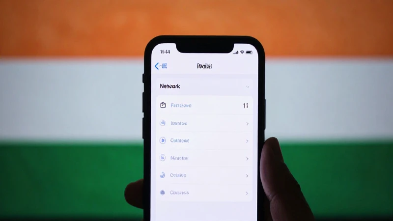 Pantalla muestra ajustes de red con bandera india