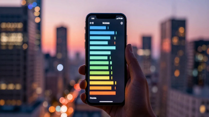 Teléfono muestra señal contra ciudad vibrante