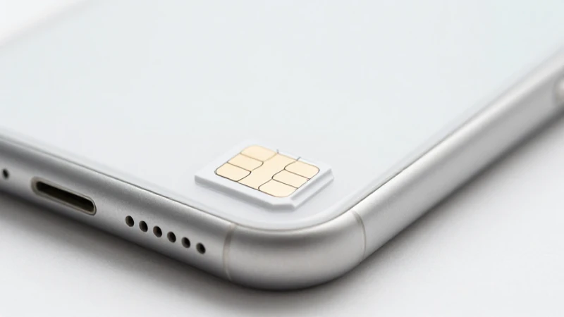 Primer plano de iPhone con ranura SIM