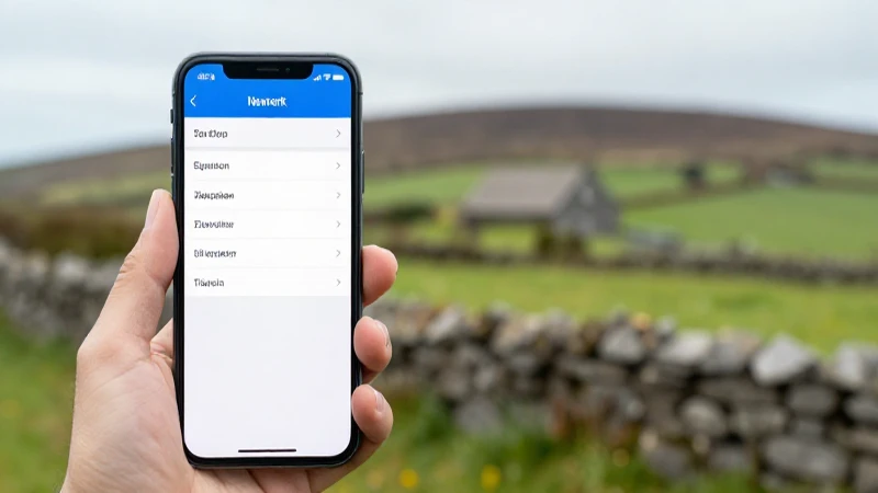 Teléfono muestra configuración con fondo irlandés borroso