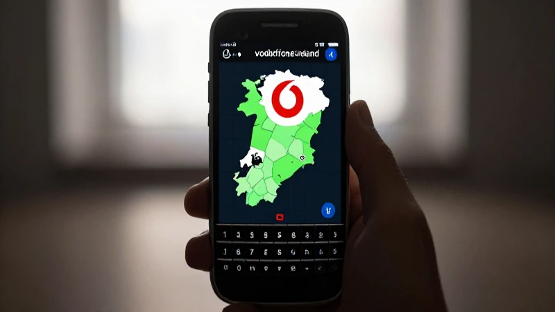 Smartphone Blackberry sobre mapa Vodafone, dramático