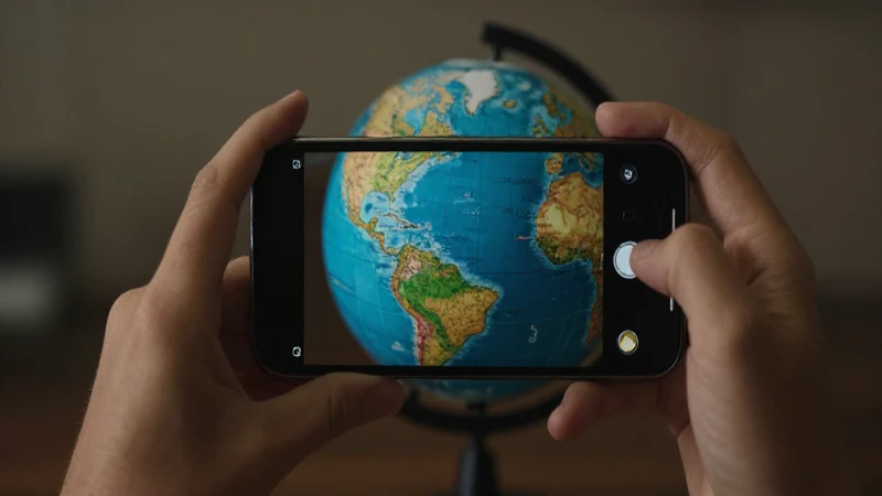 Teléfono inteligente, mundo, luz cinematográfica, enfoque suave