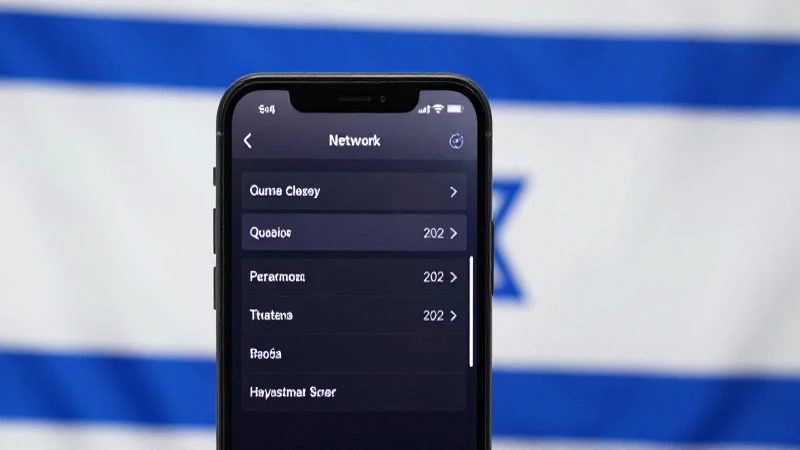 Teléfono muestra ajustes, bandera israelí difusa