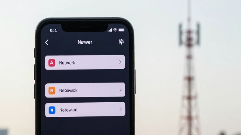 Smartphone muestra ajustes de red cerca