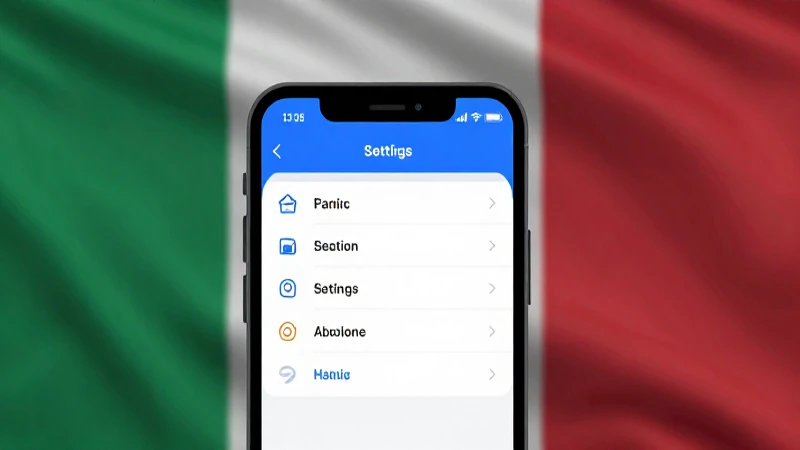 Teléfono mostrando ajustes con fondo italiano
