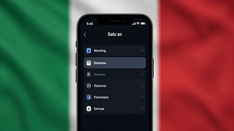 Menú de ajustes en smartphone con bandera italiana