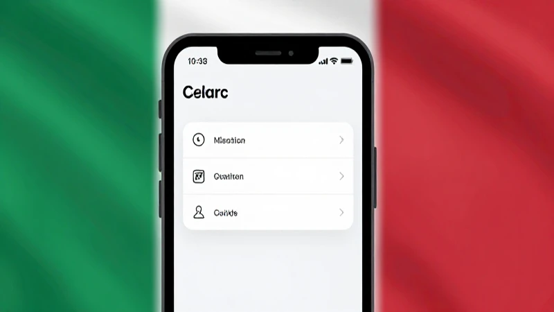Teléfono muestra ajustes con bandera italiana difusa