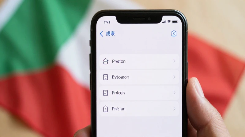 Menú de ajustes con sutil bandera italiana