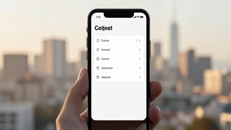Smartphone con menú ajustes y paisaje borroso