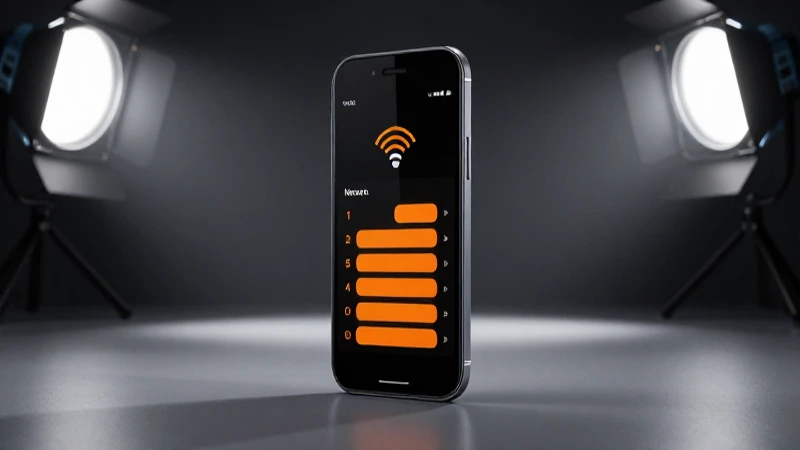 Teléfono móvil con señal naranja intensa