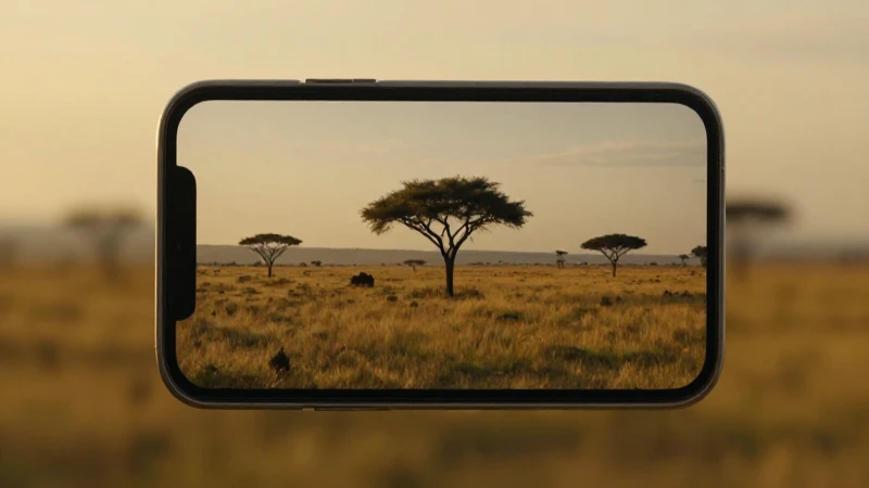 Pantalla móvil, sabana dorada, enfoque suave