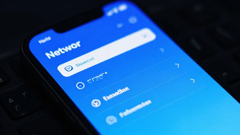 Teléfono azul muestra ajustes de red