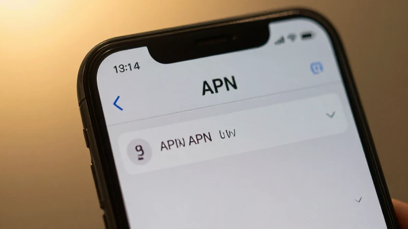Smartphone mostrando ajustes APN, luz dorada
