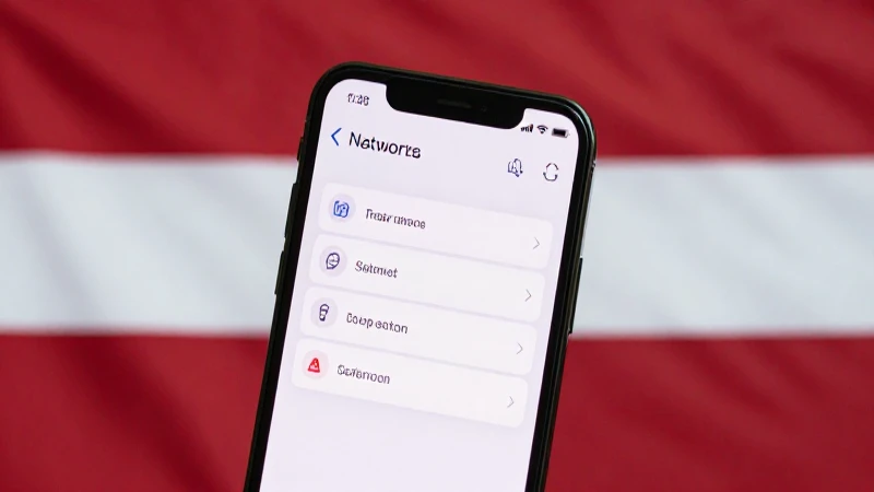 Smartphone con ajustes y bandera letona