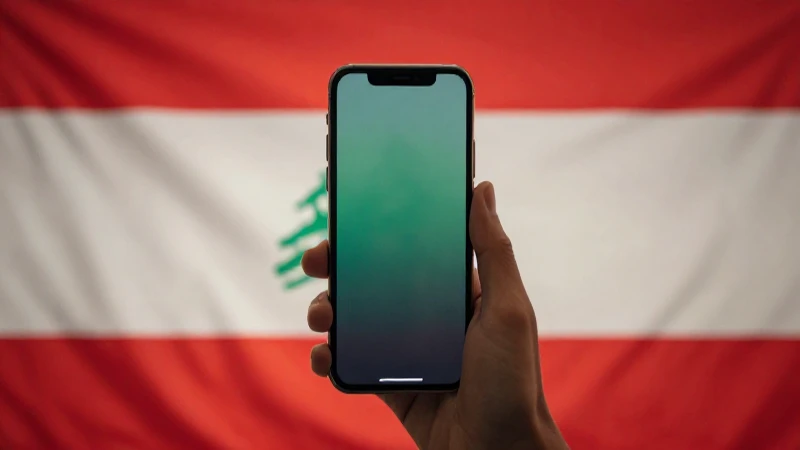 Teléfono móvil sobre fondo libanés cálido