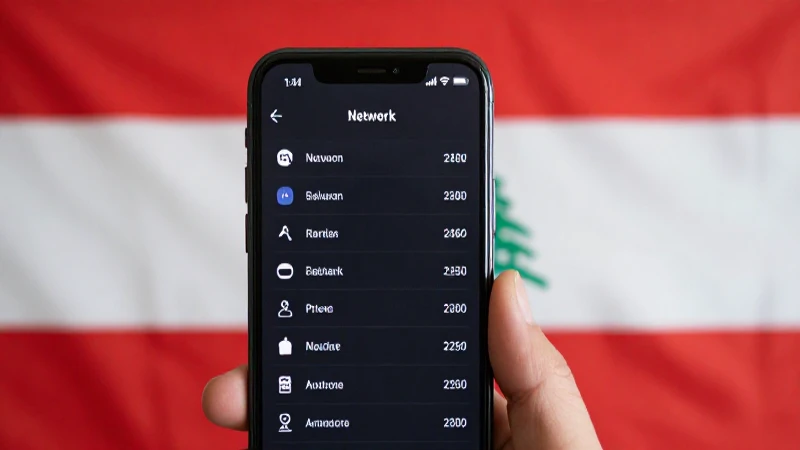 Teléfono muestra ajustes con bandera libanesa