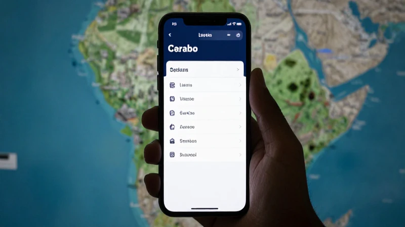 Smartphone mostrando ajustes con mapa de Lesoto