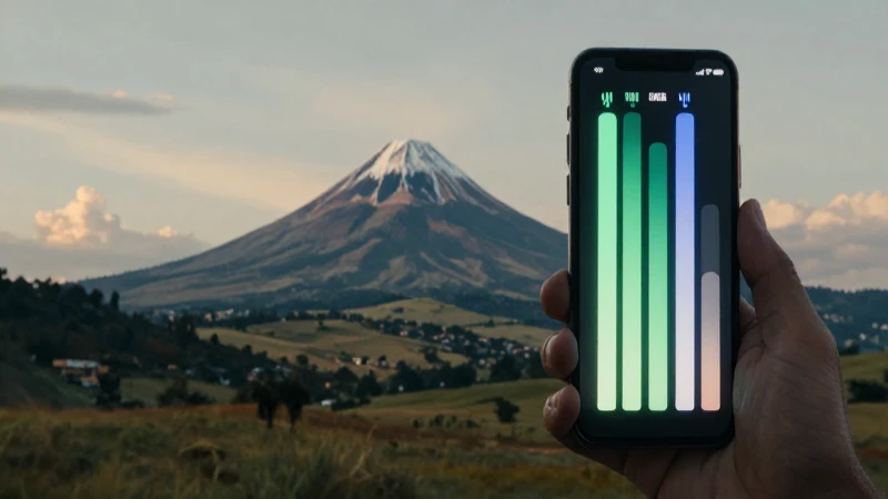 Teléfono muestra señal, paisaje de Lesoto