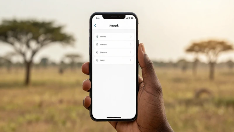 Teléfono muestra ajustes con paisaje africano