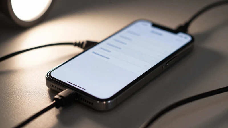 Smartphone en ajustes, con cables difuminados