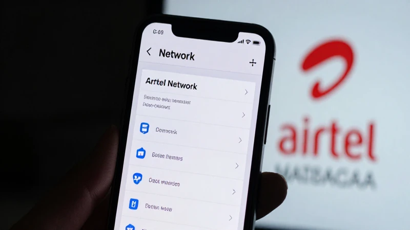 Pantalla muestra ajustes de red Airtel