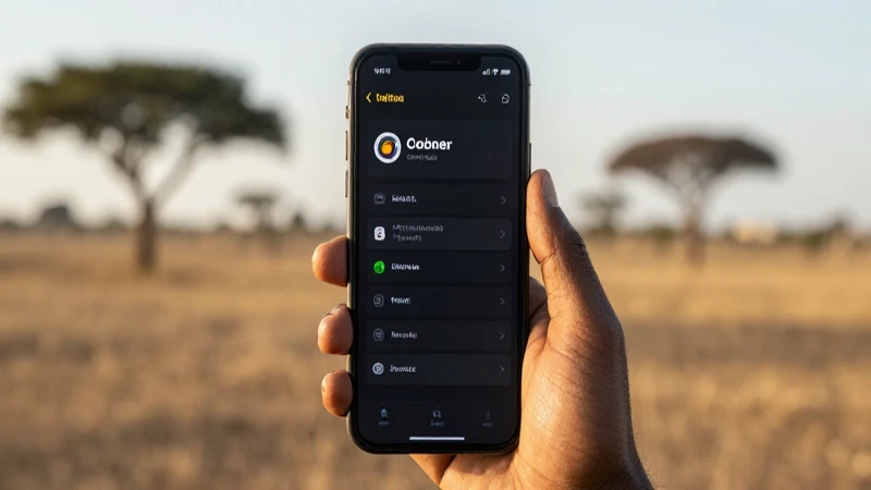 Teléfono mostrando redes en paisaje africano cálido