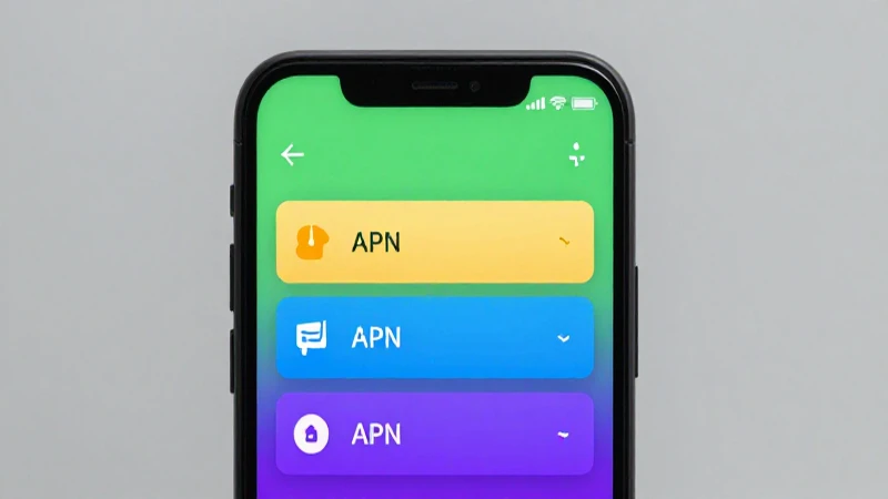 Smartphone Android con ajustes APN vibrantes