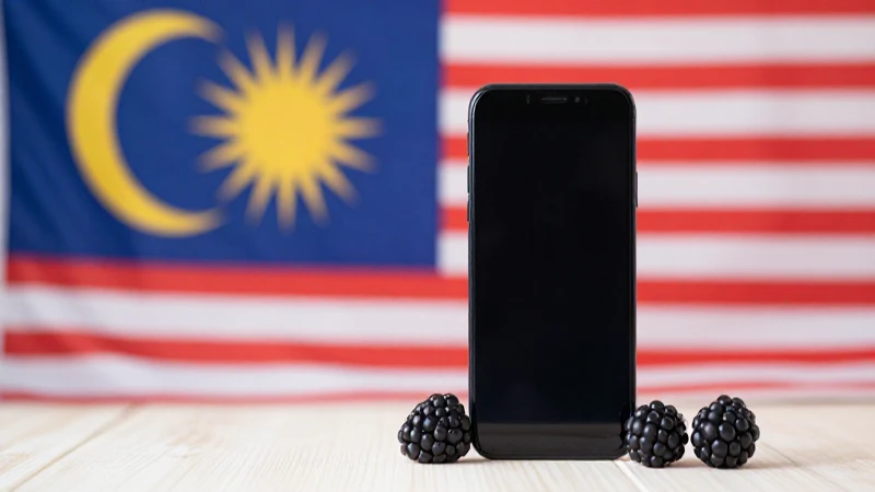Guía Completa sobre APN Malaysia Tune Talk para Blackberry 3 Fotografía de producto: Blackberry con fondo malasio