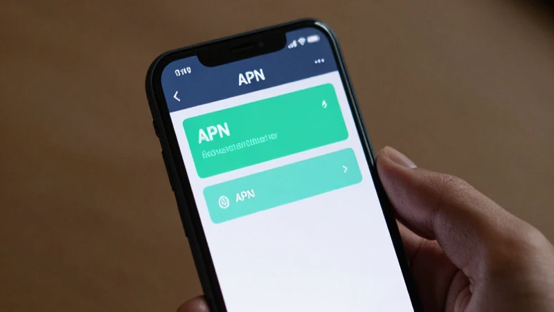 Smartphone muestra configuración de red y APN