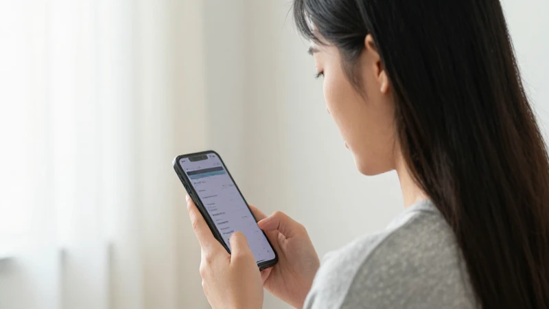 Joven mira datos en su móvil