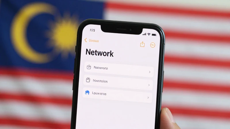 Teléfono muestra ajustes de red y Malasia