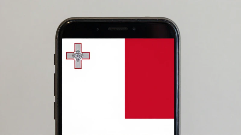 Smartphone Android con bandera maltesa cercana
