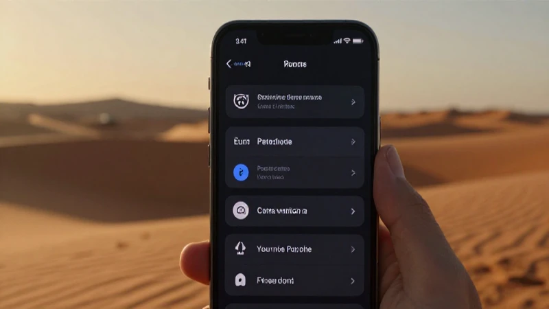 Teléfono con menú, desierto cálido e íntimo